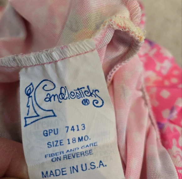 Vintage 1990s Candlesticks Funky Neon Floral Pink Swimwear - Picture 5 of 6